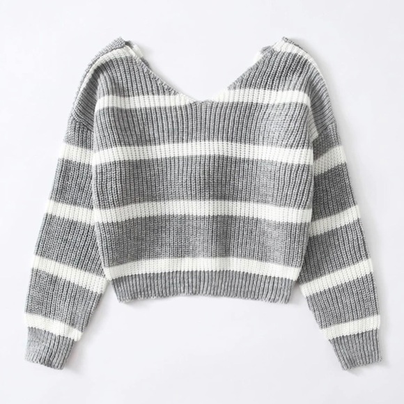 SHEIN Girls Twist Front Striped Sweater Size 11/12Y - Picture 2 of 11